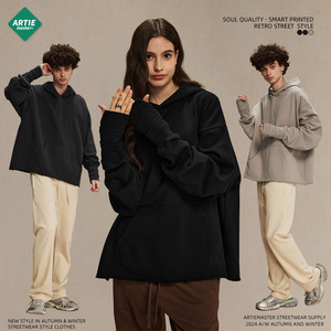 2025 Otoño Invierno Sudadera con capucha para hombre marca de moda americana Terry agujero sin dedos apilado mangas roscadas sudadera para hombre - Product Image 4