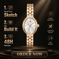 Reloj de Vestir de Lujo para Mujer, con Logotipo Personalizado, Ovalado, de Acero Inoxidable, Cuarzo, Fabricante Directo de Fábrica, OEM, ODM, Venta al Por Mayor