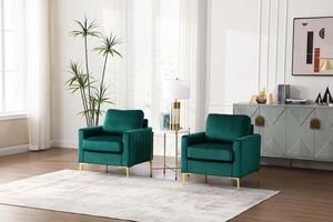 Fauteuils avec accoudoirs en <span class=keywords><strong>bois</strong></span>, design de cadre de meubles, pieds en métal décontractés, style moderne, canapés en velours français rembourrés individuels - Product Image 3