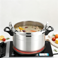 Casserole à pression en aluminium poli de 9 litres, à fond non inductif, en alliage d'aluminium, pour usage industriel et commercial, cuisson rapide, Olla