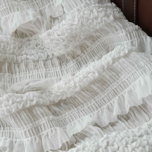 Multicolore plissettato estate stretch <span class=keywords><strong>chiffon</strong></span> camicia tessuto in legno orecchio ricamo tessuto per cuscino a righe panno decorativo - Product Image 4