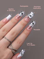 Xianxing Beauty ongles français toile d'araignée squelette fantôme visage long carré ongles à presser matériau ABS