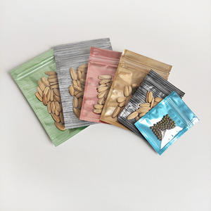 Sac refermable <span class=keywords><strong>plat</strong></span> à trois côtés, petit, mini, <span class=keywords><strong>de</strong></span> qualité alimentaire, avec motif <span class=keywords><strong>de</strong></span> rayures sur le devant et dos transparent - Product Image 1