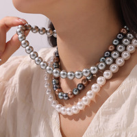 Kalung Baja Tahan Karat Manik-manik Cangkang Bulat Mode Korea Perhiasan Niche Rantai Tulang Selangka Minimalis Warna-warni Kasual Wanita Grosir