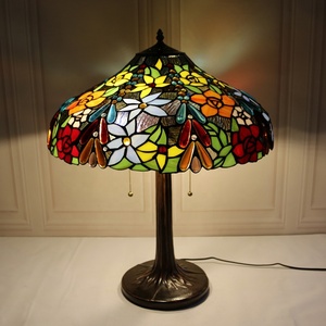 LongHuiJing Tiffany-Style 2-<b>Light</b> Flower Table Lamp with 20" Lampshade tiffany Stand Lamp Restaurant - Product Image 3
