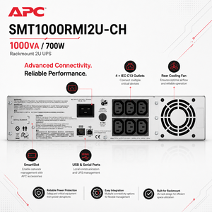 Sistema de Alimentación Ininterrumpida (UPS) <span class=keywords><strong>APC</strong></span> Schneider SUA1000R2ICH, Montaje en Rack, Gabinete 2U, SMT1000RMI2U-CH - Product Image 5