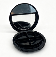 Boîte compacte ronde en plastique noir pour cosmétiques OEM, palette de fards à paupières creuse, avec conception d'étiquette privée personnalisée