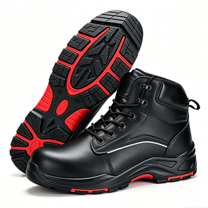 Botas de Trabajo de Cuero Negro Personalizadas DSF53 con Suela Roja Antideslizante, Calzado de Seguridad para Todas las Estaciones, Protección Normal, Sin Marca - Product Image 1