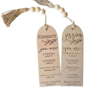 Marcapáginas personalizados de la <span class=keywords><strong>Biblia</strong></span> transfronteriza, marcapáginas de madera grabados con láser, cuerda de cáñamo promocional - Product Image 5