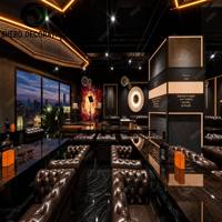 Design d'intérieur de boîte de nuit de luxe, comptoir de bar personnalisé, éclairage LED, cabine DJ, ensemble de meubles de bar pour événements festifs