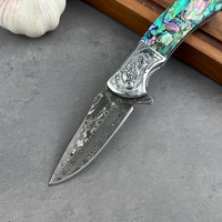 Couteau pliant Damas pour le camping et les activités de plein air, couteau de poche EDC populaire pour fruits, OEM DIY