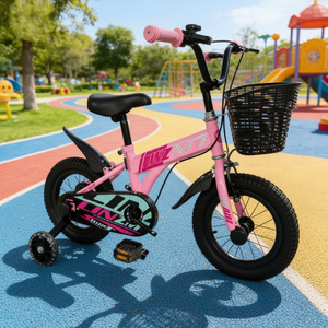 Bicicleta Infantil de 12 Pulgadas para <span class=keywords><strong>Niño</strong></span>, Colorida, con Ruedas de Entrenamiento, Canasta Delantera, Cuadro de Acero de Alto Carbono, Pedales y Asiento Rígido - Product Image 5
