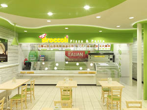 Meubles de magasin de jus de fruits de magasin d'alimentation de décoration de conception de <span class=keywords><strong>pizzeria</strong></span> verte à <span class=keywords><strong>vendre</strong></span> - Product Image 3