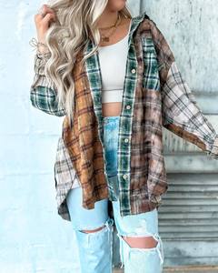 Wholesale Vintage Boho Chic Floral <strong>Overshirt</strong> for <strong>Women</strong> Casual Summer Patchwork Plaid Shirt for Autumn and Spring Seasons - Product Image 2