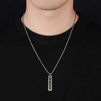 Collier pendentif barre en acier inoxydable avec perle de pierre bleue, chaîne minimaliste, bijoux de mode unisexe, cadeau, vente en gros