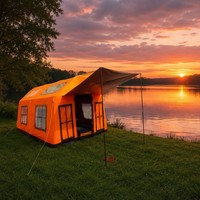Station de premiers secours gonflable orange 3x5m avec valves de gonflage à haut débit pour événements sportifs d'urgence