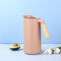 Poignée en bois Style Fabricant Thermos Double Paroi Verre Pichet À Vide Glace Boissons Thé Cafetière Fiole À Vide
