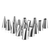 Kingwise – Ensemble de 15 douilles de décoration en métal écologiques, compatibles lave-vaisselle, avec convertisseur et boîte de rangement pour gâteaux de fête