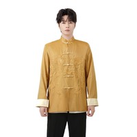 Herren Bestickte Oberteile Chinesische Traditionelle Phönix-Bedruckte Kleidung Drachen-Tang-Anzug Langarm-Festivaljacke für Neujahr