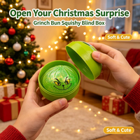Grinch Noël Boîte Mystère Sensorielle en Forme de Boulette Jouet à Presser Anti-Stress pour Réfrigérateur Squishy Cadeau de Fête pour Adolescents et Adultes en Gros TPR