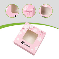 Caja de Papel Rosa Sakura de Lujo con Materiales Reciclados, Ventana de PVC, Forro de Esponja, Cajas Cosméticas Impresas Personalizadas para Productos de Belleza Pequeños