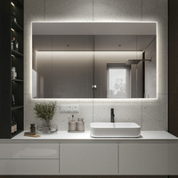 Miroir de salle de bain LED rétroéclairé mural sans cadre, commande tactile, anti-buée, miroir de vanité intelligent pour la maison, l'hôtel, la salle de bain