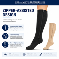Calcetines de compresión con cremallera de 20-30 mmHg, hasta la rodilla, con punta cerrada, compresión graduada, para mujeres y hombres, OEM, marca privada
