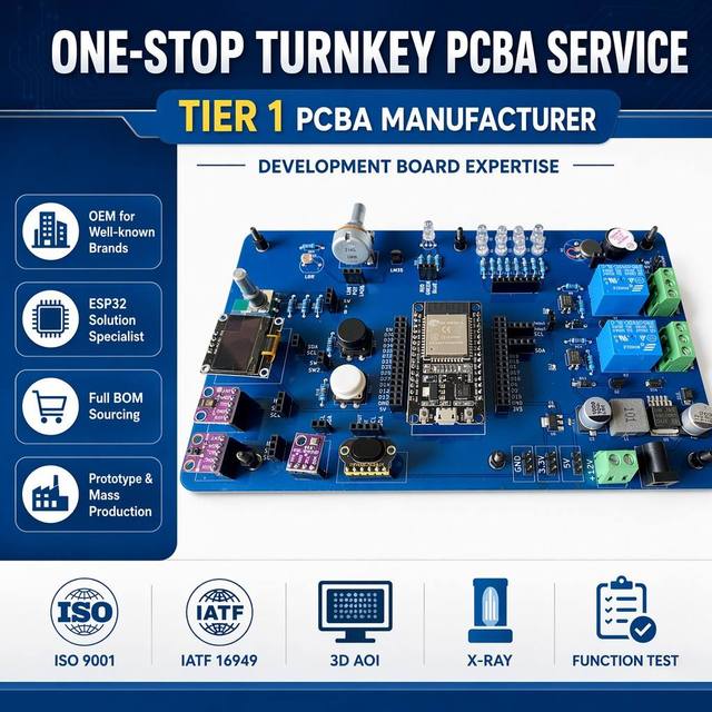 Shenzhen PCBA Manufacturer ESP32/ESP32-S3 Development Board FR-4 4-Layer HASL PCB Assembly with Green Solder Mask
