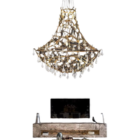 Grandes Luminaires Branches LED Nordiques Vintage en Laiton Doré pour Salle à Manger, Salon, Hôtel – Lustres Modernes de Luxe en Cage