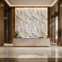 Autocollant mural en PET effet marbre doré, autocollant adhésif pour carrelage, imperméable, anti-rayures, pour salon, bureau à domicile, décoration