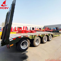 Semirremolque de Plataforma Baja de Acero de 3 Ejes para Trabajo Pesado, 50 Toneladas, Dimensiones Utilitarias para Transporte con Tractor