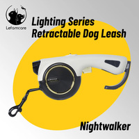 Tali Anjing LED Isi Ulang dengan Nilon Reflektif, Tali Bercahaya 13ft/4m untuk Hewan Peliharaan di Bawah 25kg untuk Jalan Malam