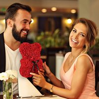 Fleurs artificielles de 25 cm pour la Saint-Valentin, ours en mousse rose DIY avec boîte cadeau de luxe pour la décoration de la fête des mères