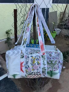 Grand sac de nuit de luxe en coton matelassé pour femmes sac à provisions de plage/voyage/marché lavable cadeau parfait - Product Image 5