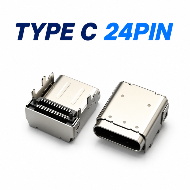 Reliable 24Pin SMT USB Type-C Receptacle Connector for Embedded Mainboard High-Speed I/O Interface PCB