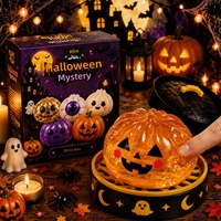 Vente en gros : Boîte mystère d'Halloween avec jouet Squishy (citrouille, œil, fantôme) à paillettes, anti-stress, cadeau de fête
