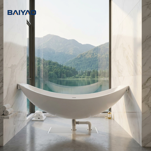 Baignoire <span class=keywords><strong>de</strong></span> luxe en acrylique à motif décoratif, baignoire à surface solide en résine et fibre <span class=keywords><strong>de</strong></span> verre pour hôtel - Product Image 2