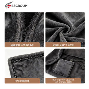 Châle chauffant en flanelle à piles, 8 zones chauffantes, design double face, alimentation USB, lavable, contrôle de la température, certifié ETL - Product Image 2