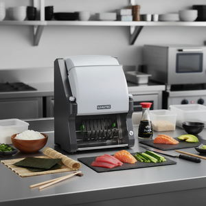 Máquina para Enrollar y Cortar Sushi <span class=keywords><strong>de</strong></span> Alta Producción, <span class=keywords><strong>Precio</strong></span> <span class=keywords><strong>de</strong></span> Fábrica Shineho, <span class=keywords><strong>Robot</strong></span> <span class=keywords><strong>de</strong></span> 3 Niveles, Capacidad <span class=keywords><strong>de</strong></span> 600 Piezas/Hora, Motor <span class=keywords><strong>de</strong></span> 16 kg - Product Image 1