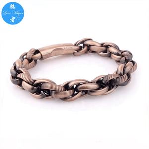 Bracelet chaîne <span class=keywords><strong>gourmette</strong></span> en acier inoxydable massif de haute qualité pour <span class=keywords><strong>homme</strong></span>, largeur 13 mm, couleur or rose - Product Image 1