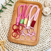 Porte-clés en maille coloré fait main, cordon simple pour téléphone portable, corde tressée, pendentif décoratif pour bouteilles d'eau, jouet poupée, accessoire DIY