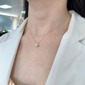 高級925スターリングシルバー4本葉クローバーペンダントネックレスビンテージスタイルリンクチェーンゴールドキュービックジルコンラッキーフラワーネックレス - Product Image 6