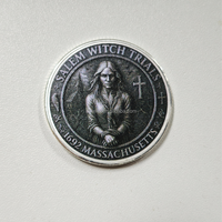 Livraison rapide, pièce de monnaie plaquée commémorative personnalisée des procès des sorcières de Salem, collection de souvenirs