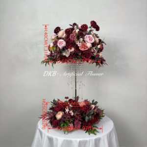 بورجوندي أحمر غامق تحت عنوان الزفاف الزهور الديكور والزهور مركز الورود ونبات الحرير عالية الجودة 60 من مجموعة إكليل الزهور - Product Image 3
