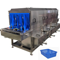Laveuse de bacs et de conteneurs industriels robustes, lave-vaisselle commercial pour aliments, viande, volailles, boulangerie