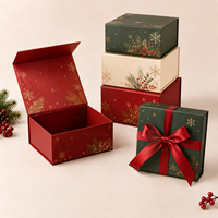 Scatole Regalo Natalizie Pieghevoli Magnetiche Impilabili con Logo Personalizzato e Fiocco