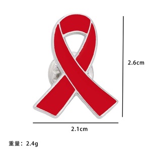 Alloy Oil Drip Heart <b>Red</b> <b>Ribbon</b> Pin AIDS Badge - Product Image 3