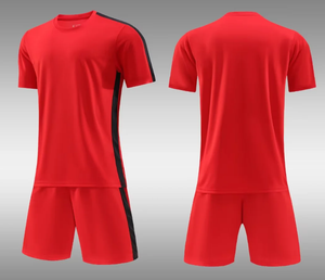 Men's Red Soccer Jersey Set Short Sleeve Moisture Wicking Crew Neck Polyester Sportswear All Seasons <b>Athletic</b> Fit - Product Image 1