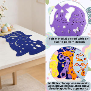 Frühlings-Oster-Tischset aus Filz, Hasen- und Eierform, rutschfeste Tischsets, hitzebeständig, langlebig, für Esstischdekoration - Product Image 2