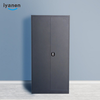 Armoire de rangement pour vêtements en acier noir à 2 portes battantes, design moderne, KD, chambre à coucher, placard, armoire métallique